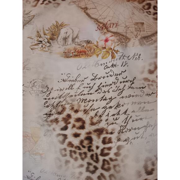 CHICO'S 1 Cute Travel Print Split Sleeves Blouse‎ Top M/8 Animals Maps Safari - Picture 11 of 16